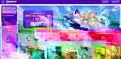Robocat Casino Startseite mit Willkommensbonus 100% bis CHF 550 + 200 Freispiele, Navigation links und Spieleübersicht unten.